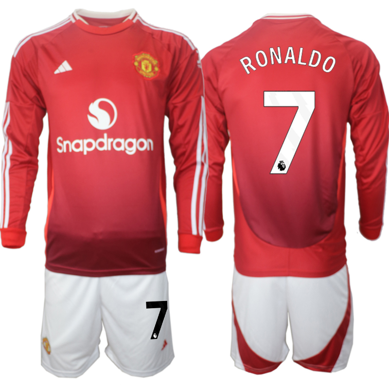 Men 2024-2025 Club Manchester United home Long Sleeves Red #7 Soccer Jersey->manchester united jersey->Soccer Club Jersey